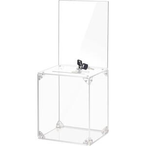 KYODOLED Large Tall Acrylic Donation Box With Slot And Lock, Clear Ballot Box